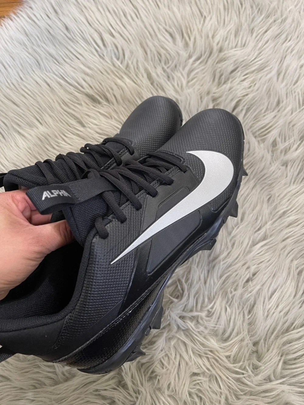 Nike Black & White Alpha Menace 4 elite Baseball Cleats
